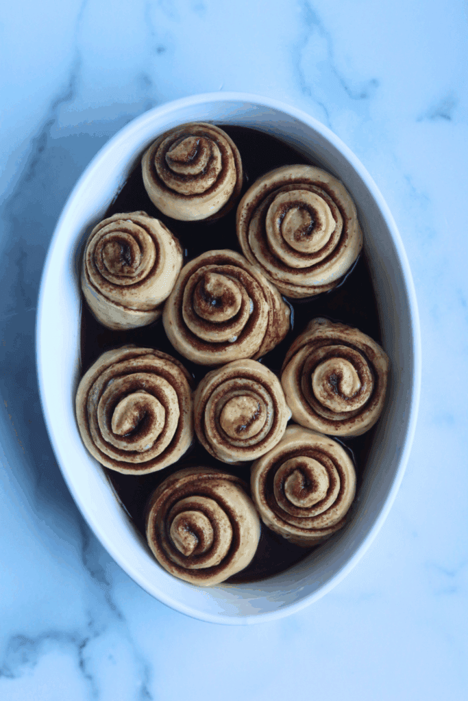 cinnamon roll dough that has doubled in size