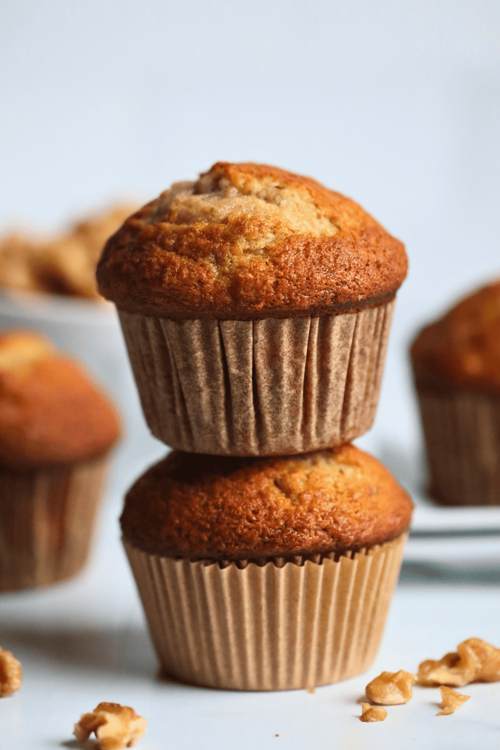 stacked banana muffins