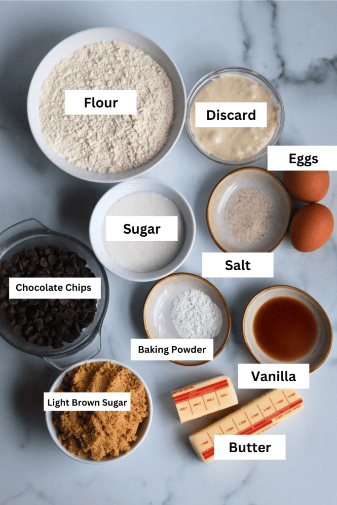 ingredients for making sourdough blondies