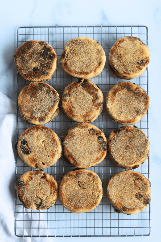 cooked sourdough cinnamon raisin english muffins
