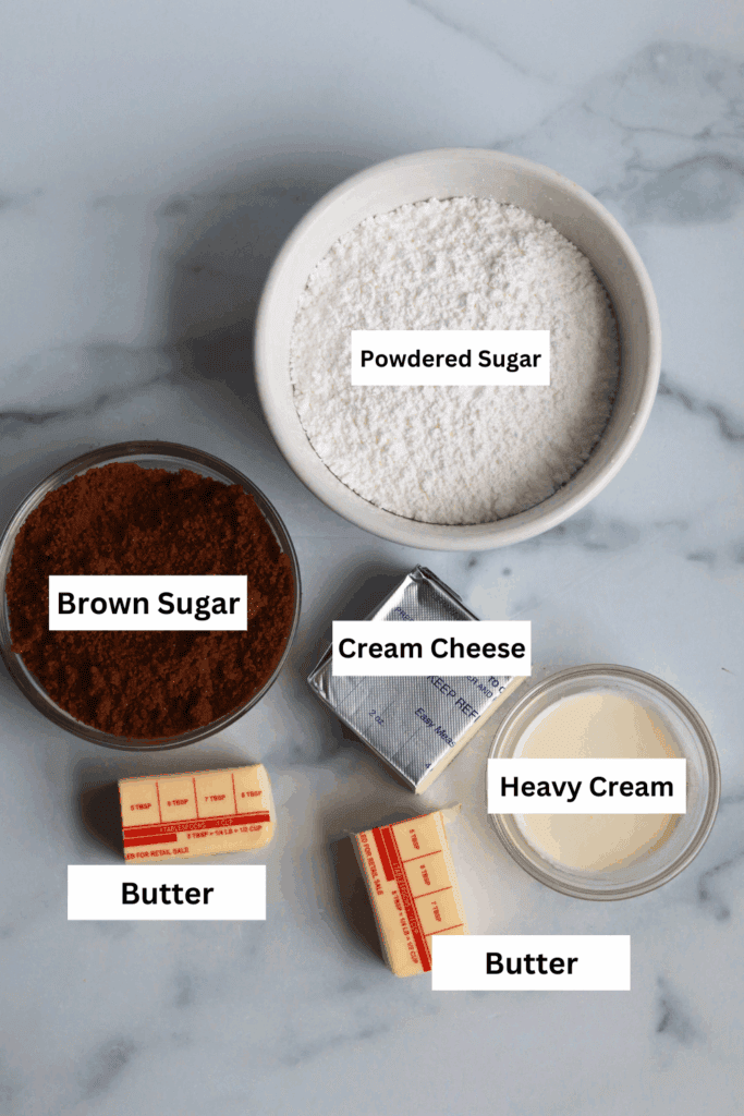 ingredients for making frosting for cinnamon rolls