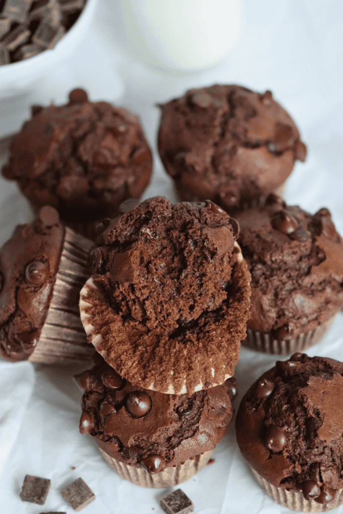 sourdough double chocolate muffins