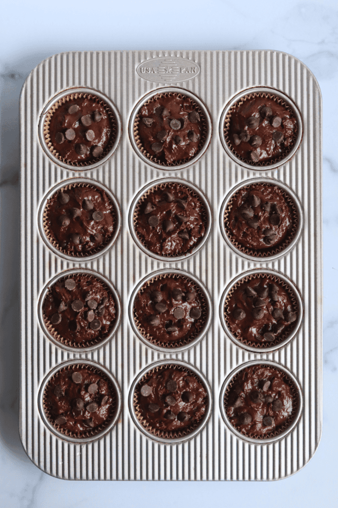 scooped batter into the muffin tin