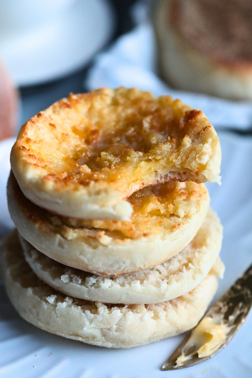 discard english muffins stacked on top of each other