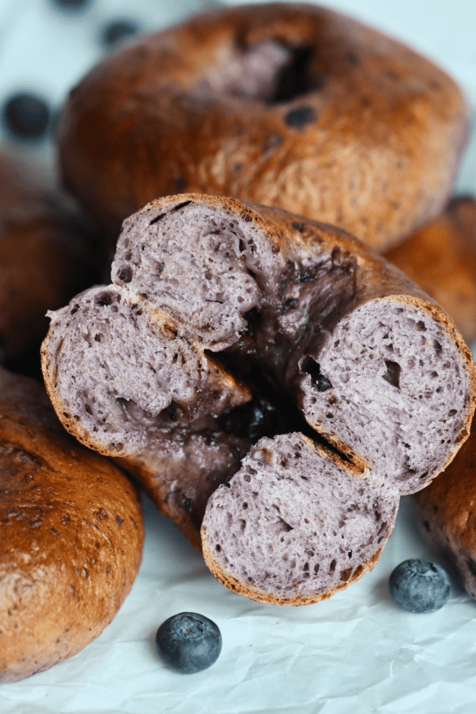 sourdough discard blueberry bagels