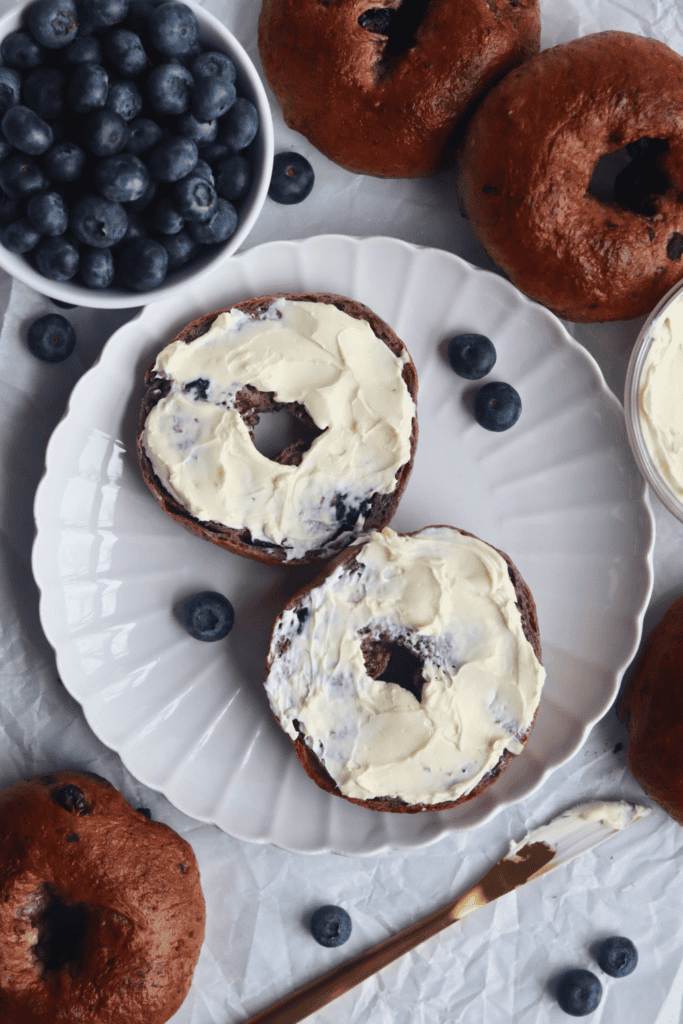 sourdough discard blueberry bagels