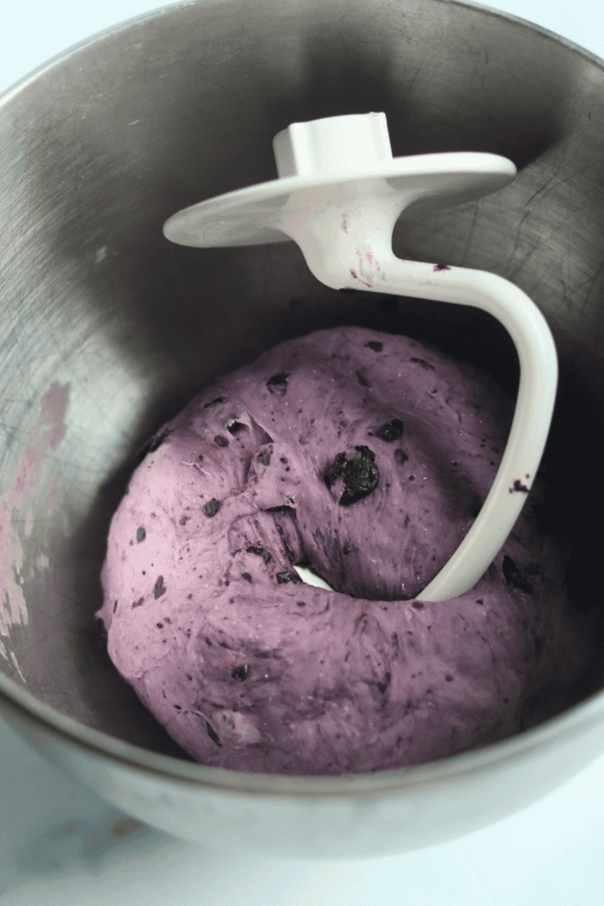 dough in a standing mixer