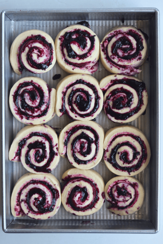 lemon blueberry sweet rolls second rise