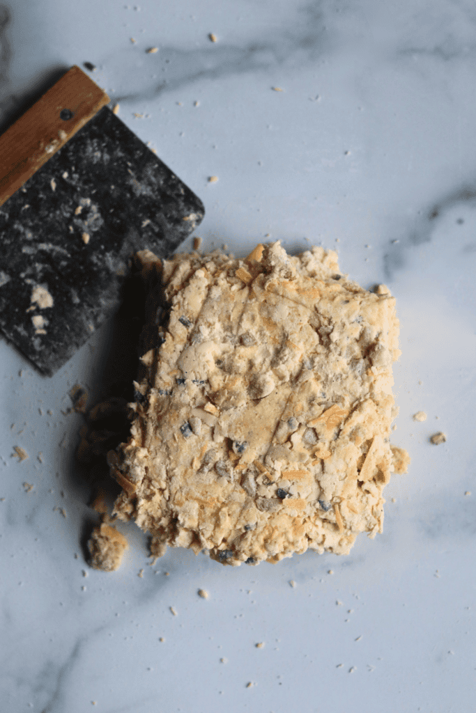 dough with bench scraper 