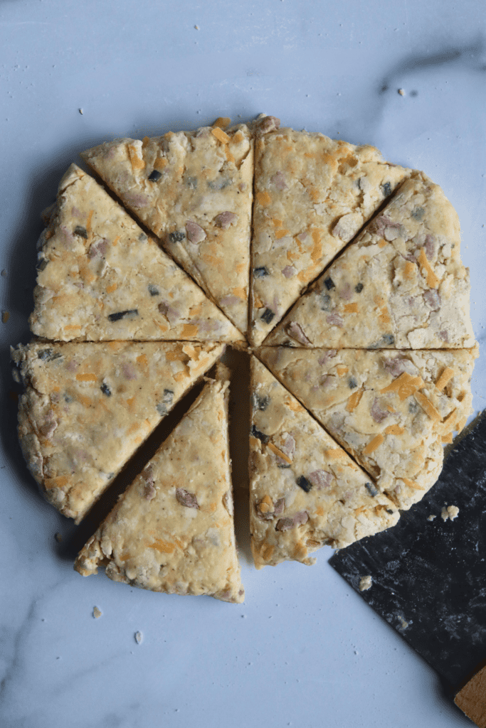 dough cut into 8 equal pieces