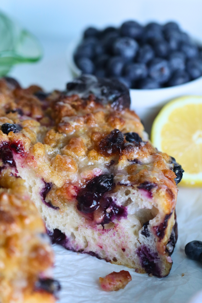 sourdough lemon blueberry focaccia