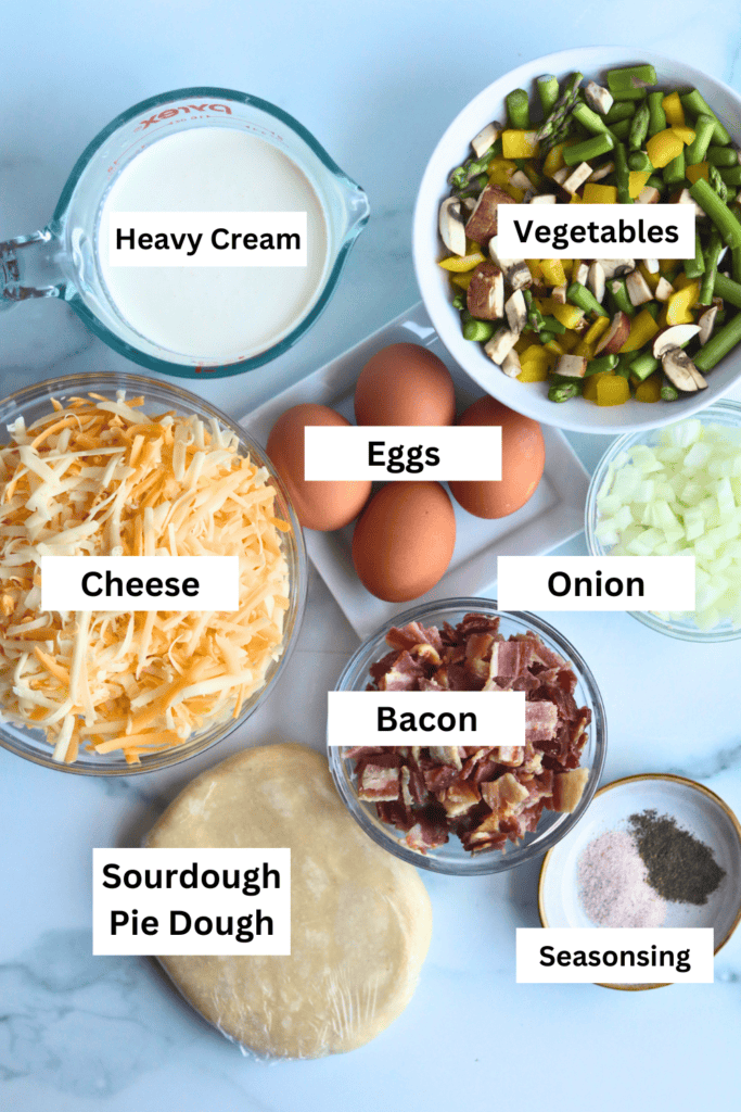 ingredients for making sourdough quiche