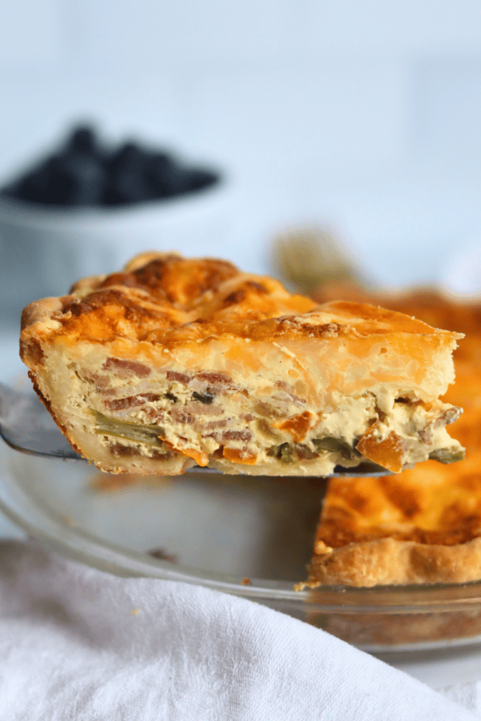 a slice of sourdough quiche