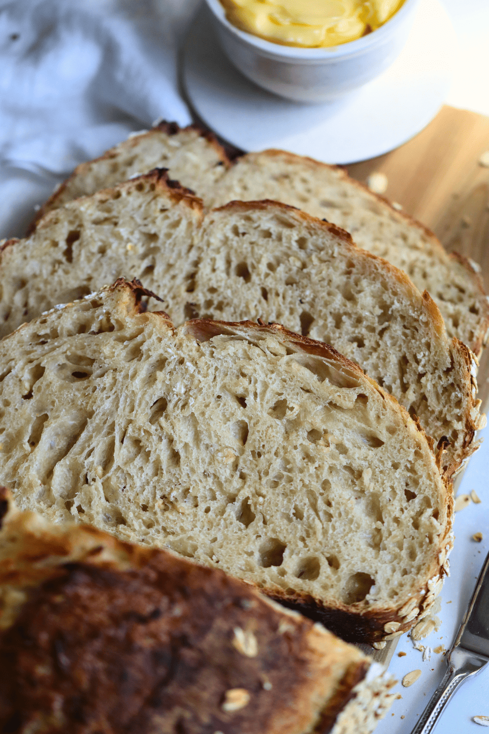 slices of honey oat sourdough bread
