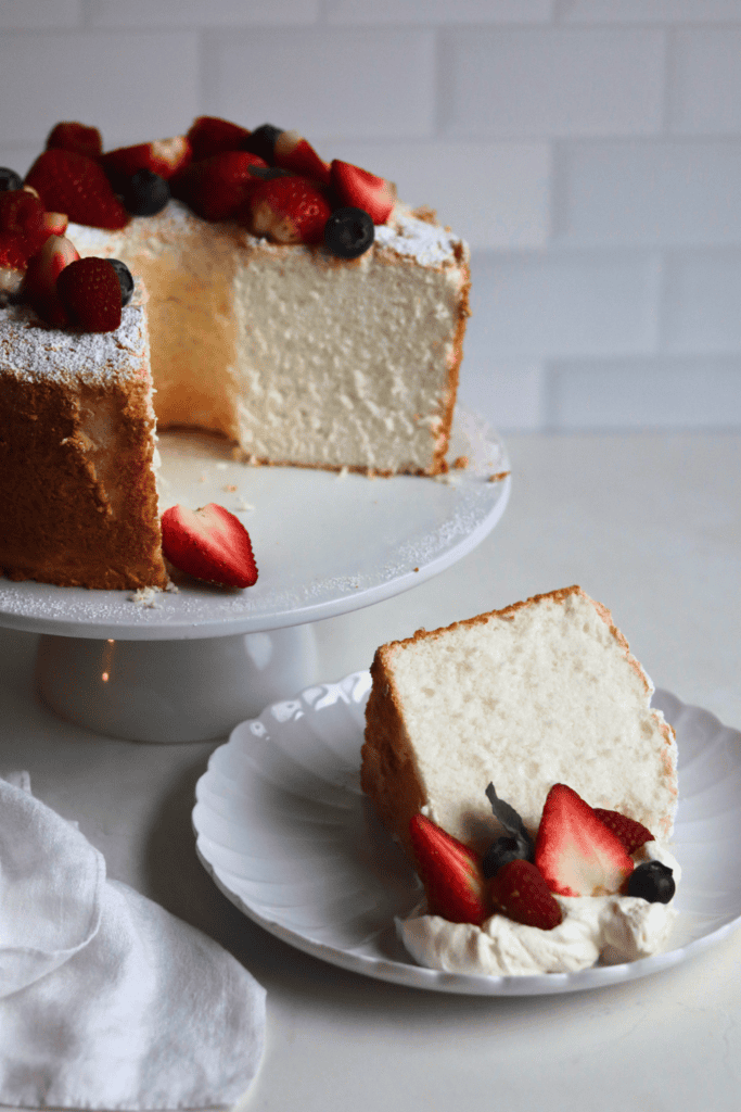 a slice of angel food cake