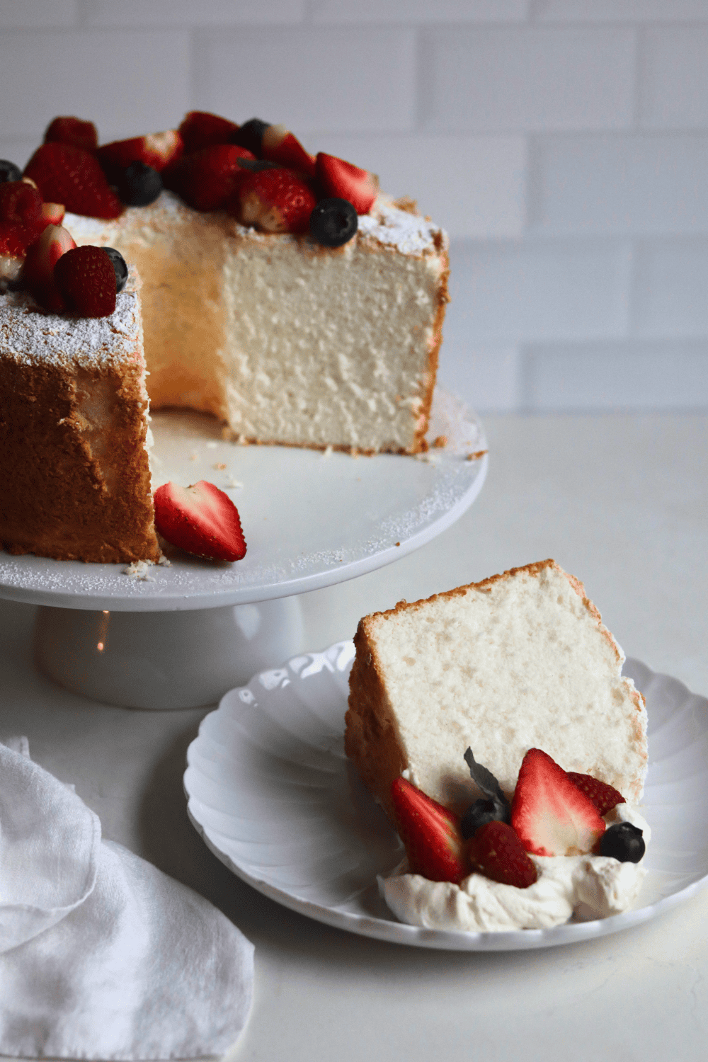 a slice of angel food cake