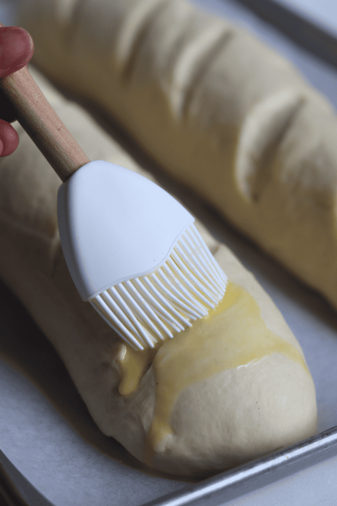 dough brushed with egg wash