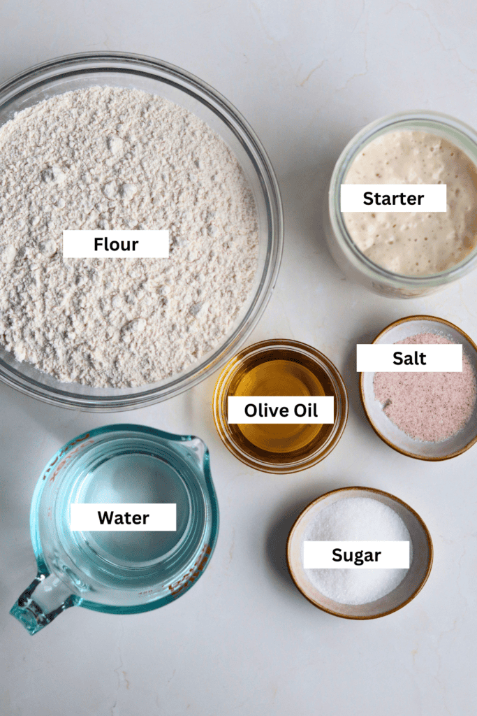 ingredients for making sourdough french bread