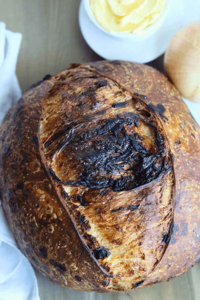 baked Caramelized Onion Sourdough Bread