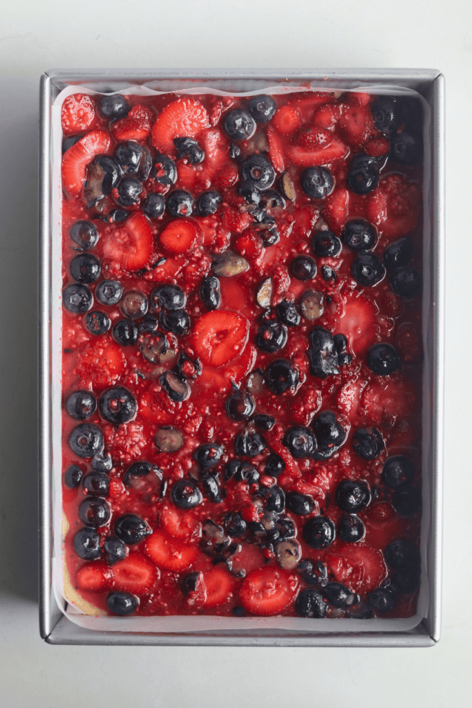 poured berry mixture onto the dough