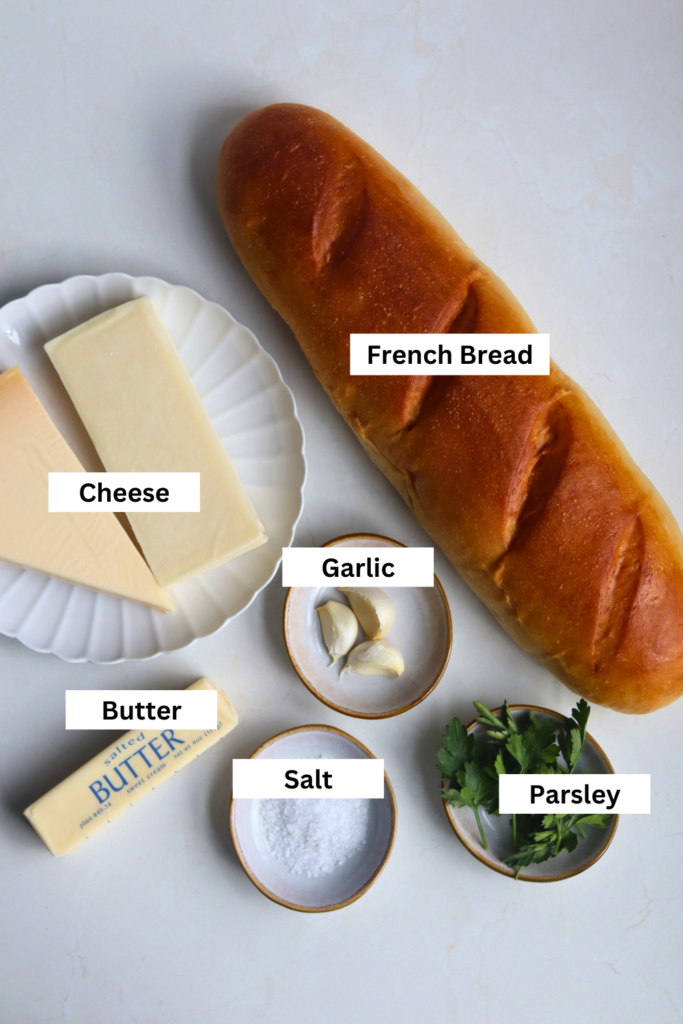 ingredients for making sourdough garlic bread
