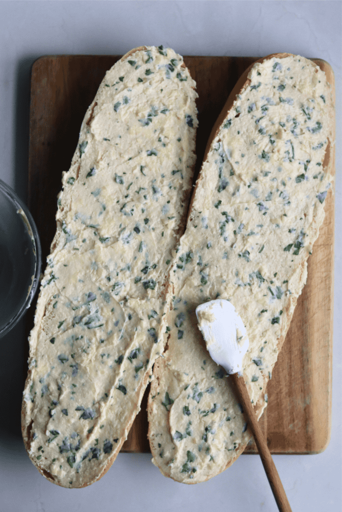 spread garlic mixture to the bread