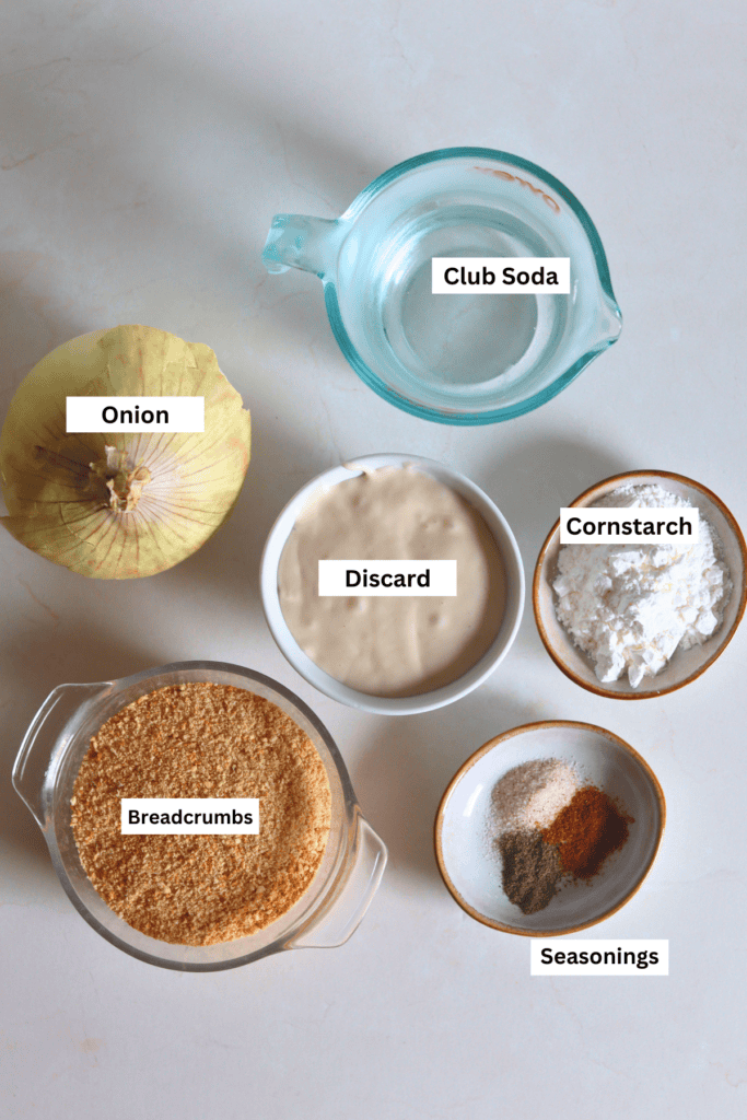 ingredients for making sourdough onion rings