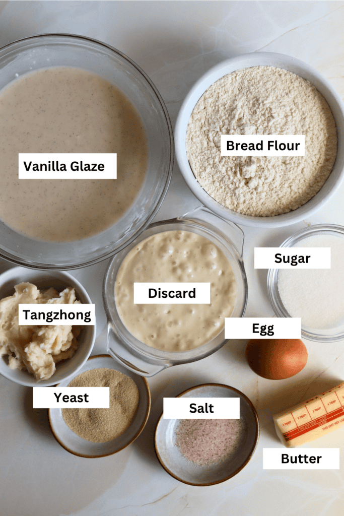ingredients for making sourdough discard donuts