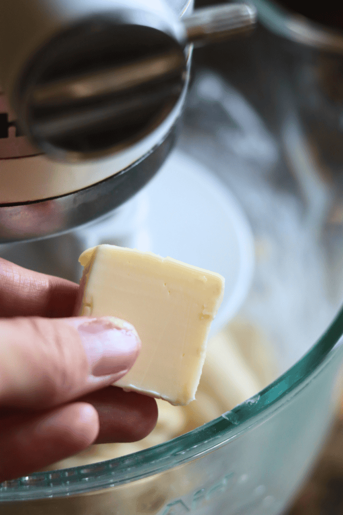 adding butter into the batter
