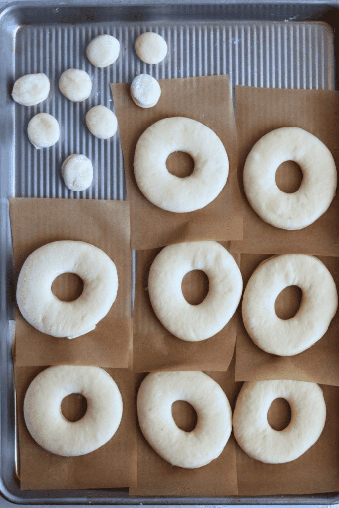 donut dough with parchment paper 
