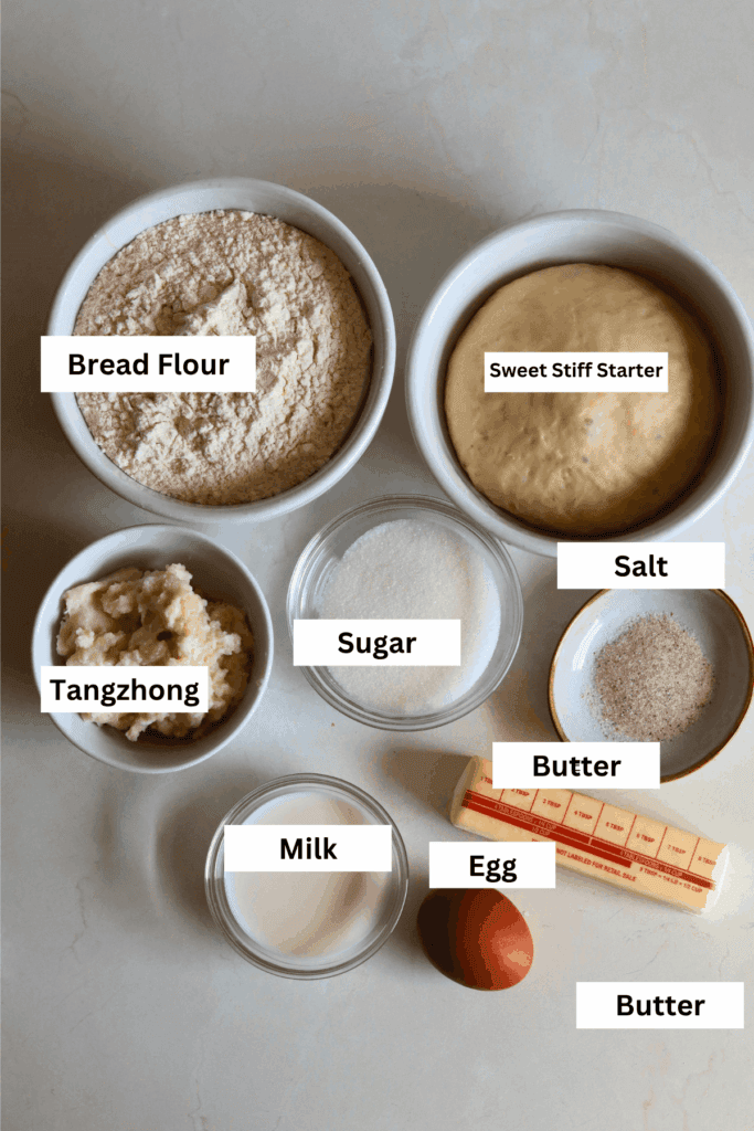 ingredients for making sourdough donuts