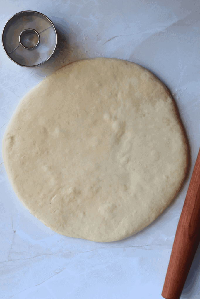 dough rolled on a flat surface