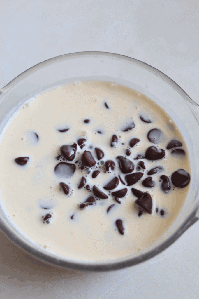 heavy cream and chocolate chips together