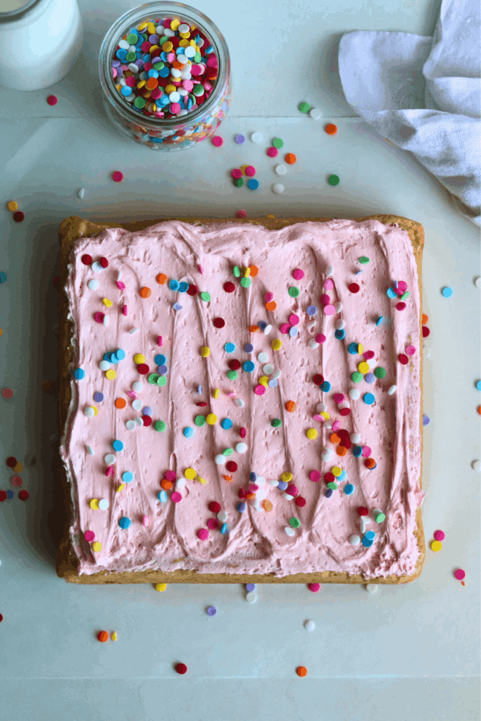 sourdough sugar cookie bars decorate with frosting