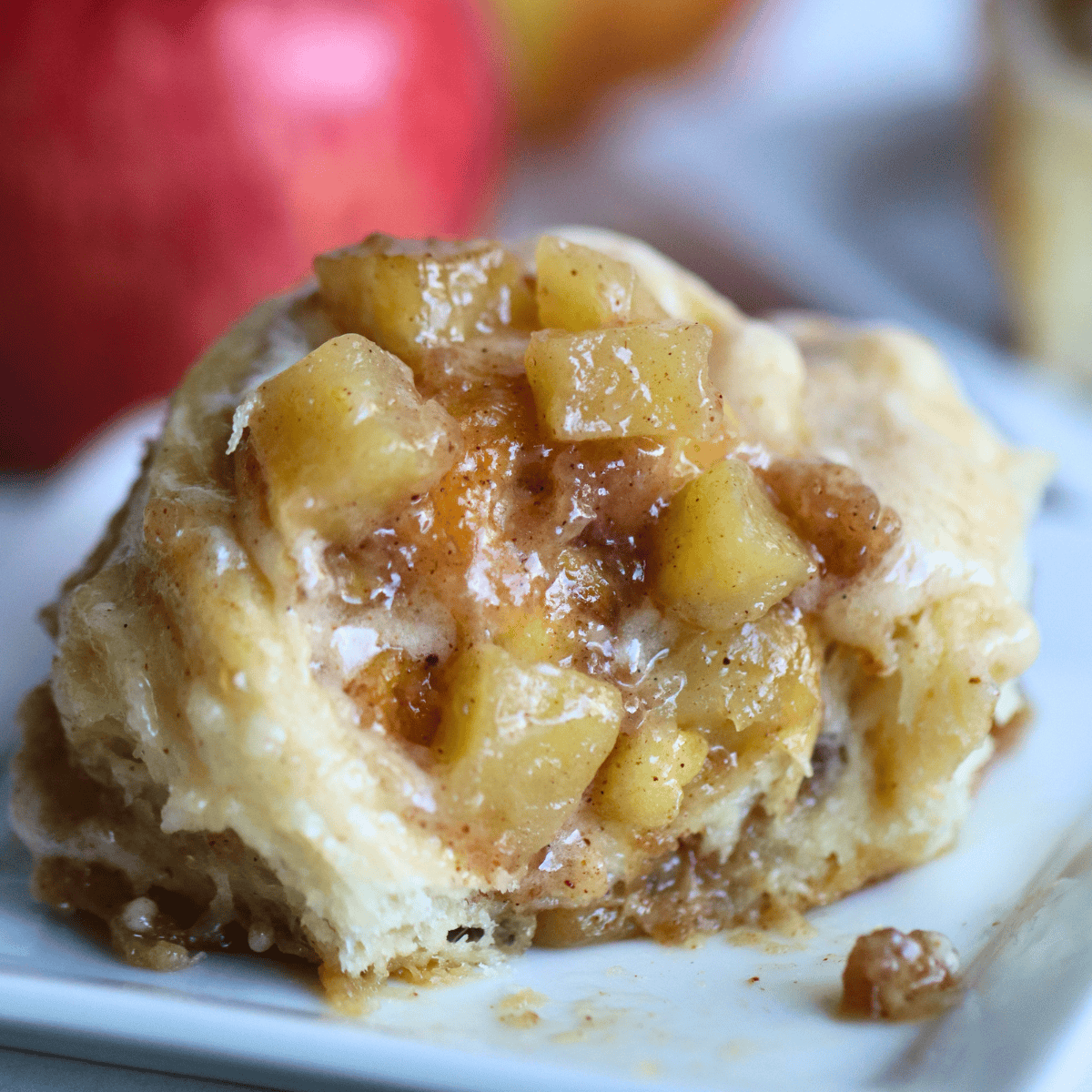Sourdough Discard Apple Cinnamon Roll on a plate