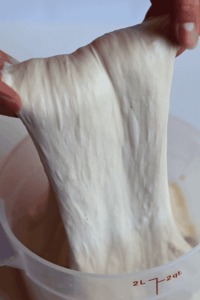 stretching the dough