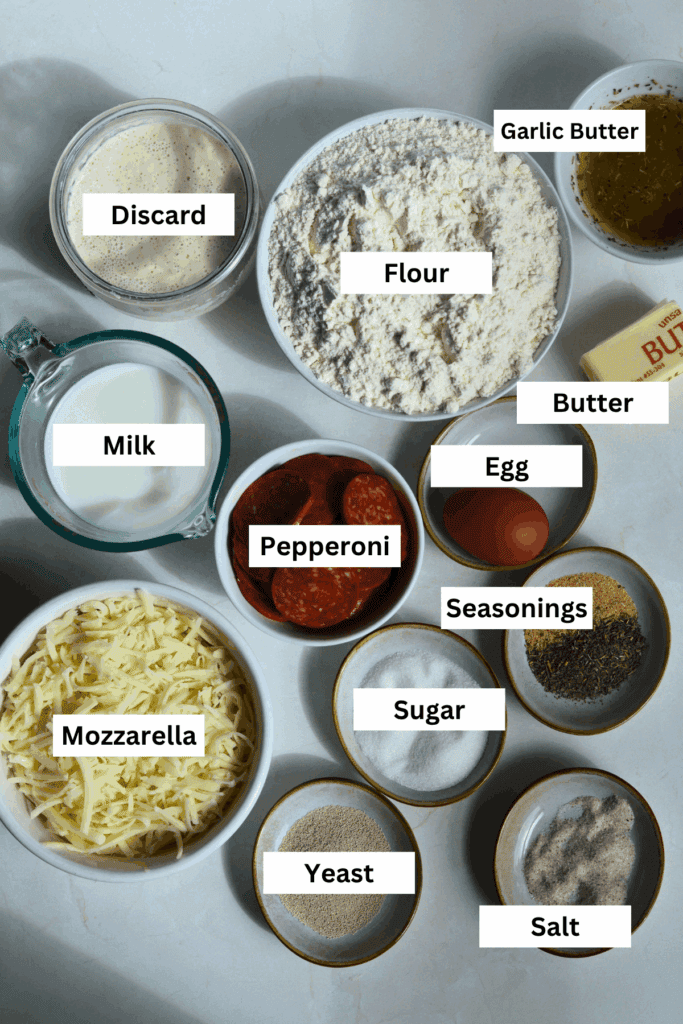 sourdough discard pizza pull apart rolls ingredients