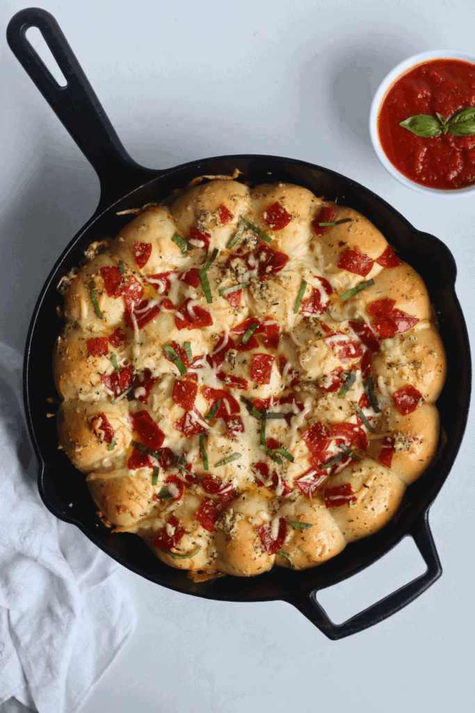 baked sourdough discard pizza pull apart rolls
