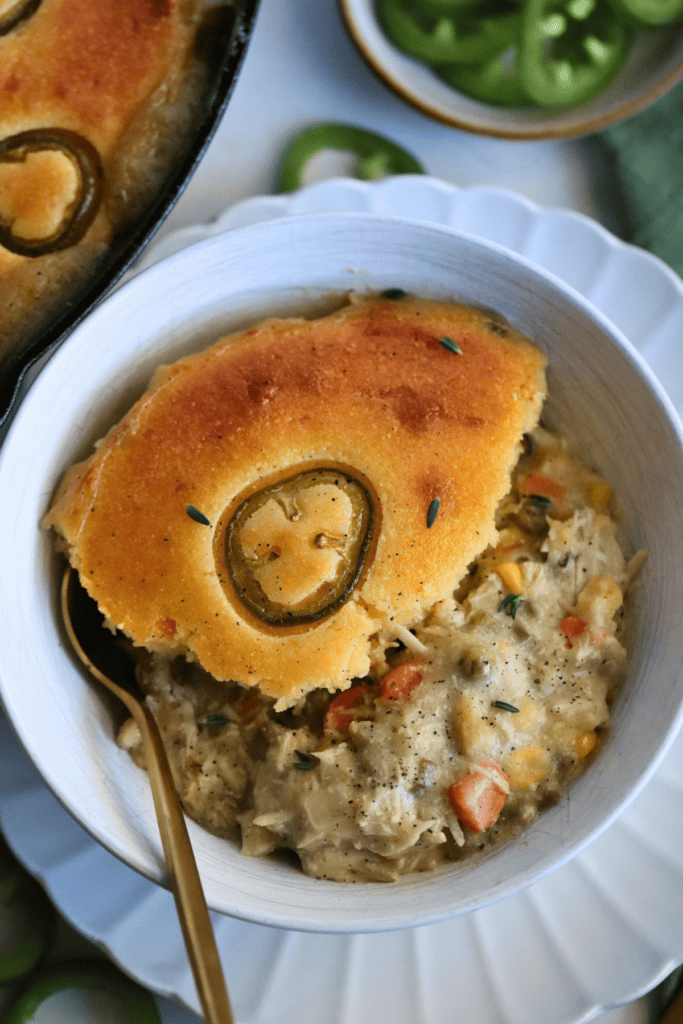 sourdough cornbread chicken pot pie