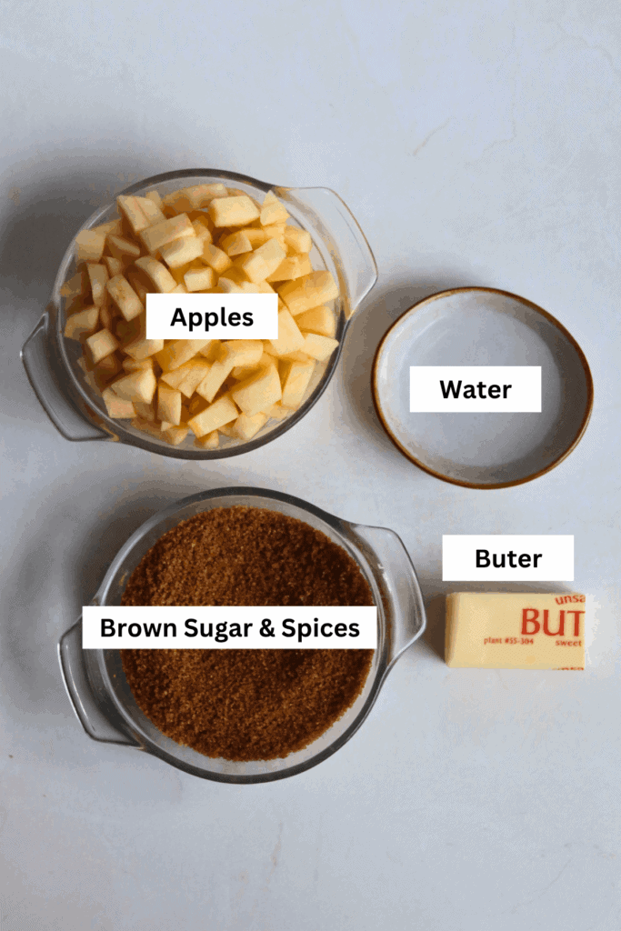 ingredients for sourdough discard apple cinnamon rolls filling