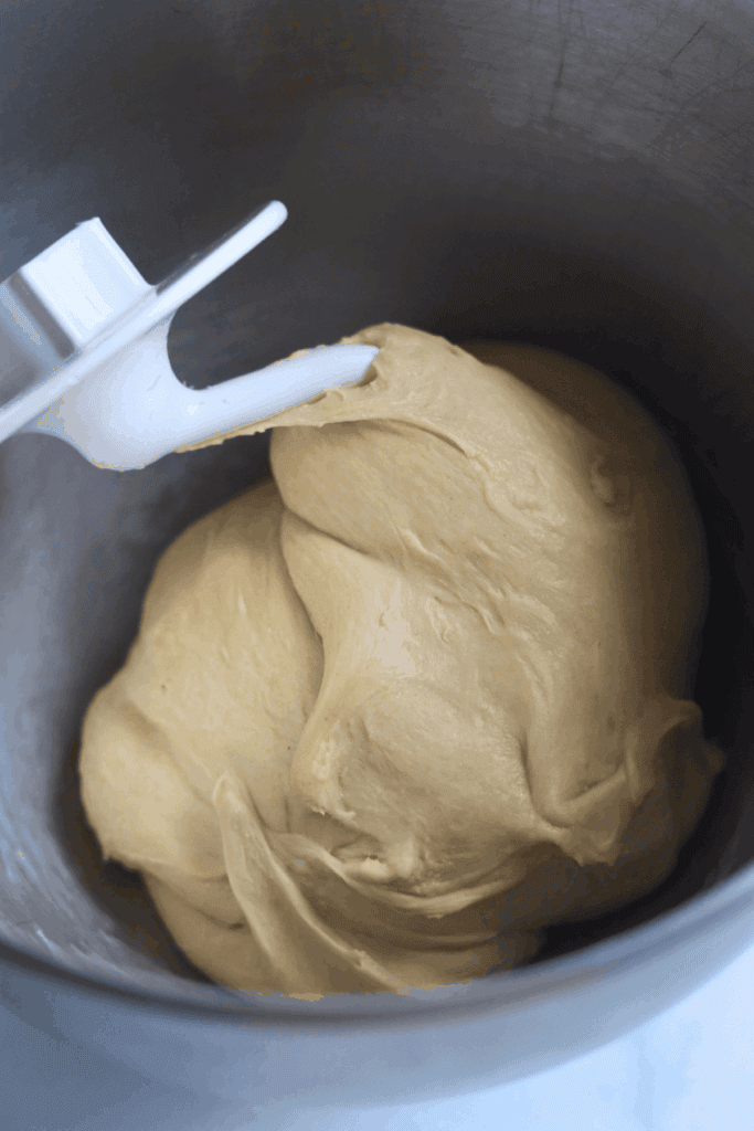 dough in a standing mixer