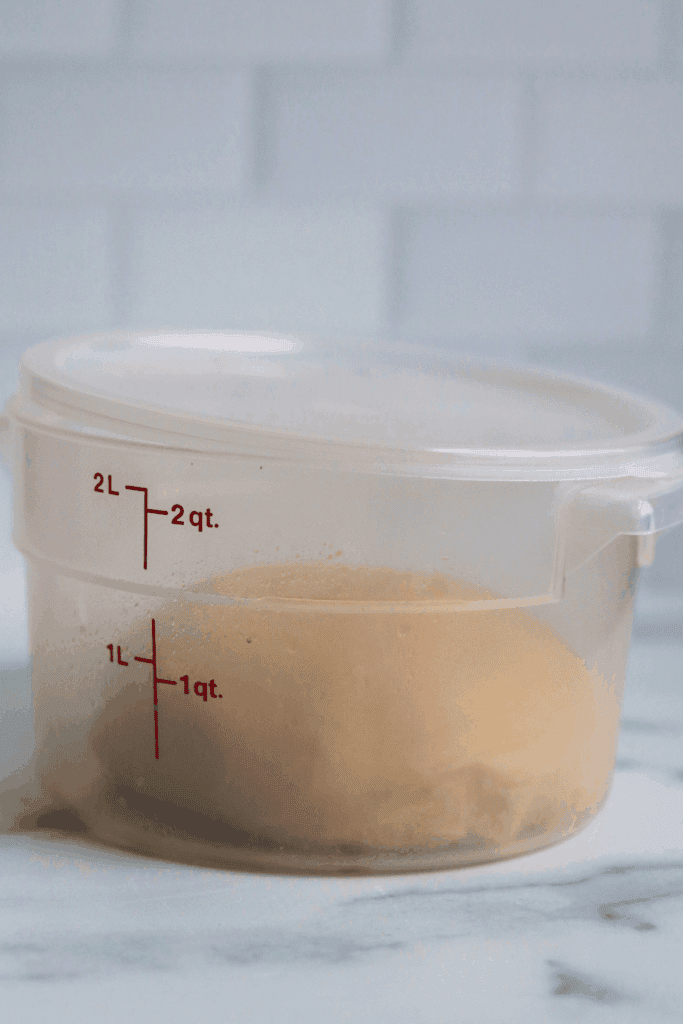 dough inside a greased container